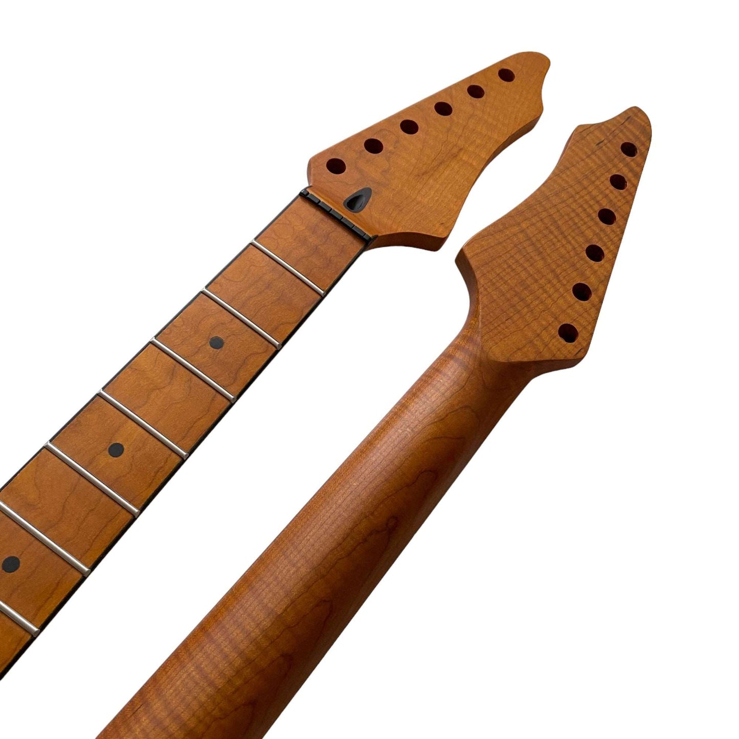 Roasted Electric Guitar Neck Arzuza Music 25.5 inch scale Black Binding Black Plastic Nut Satin