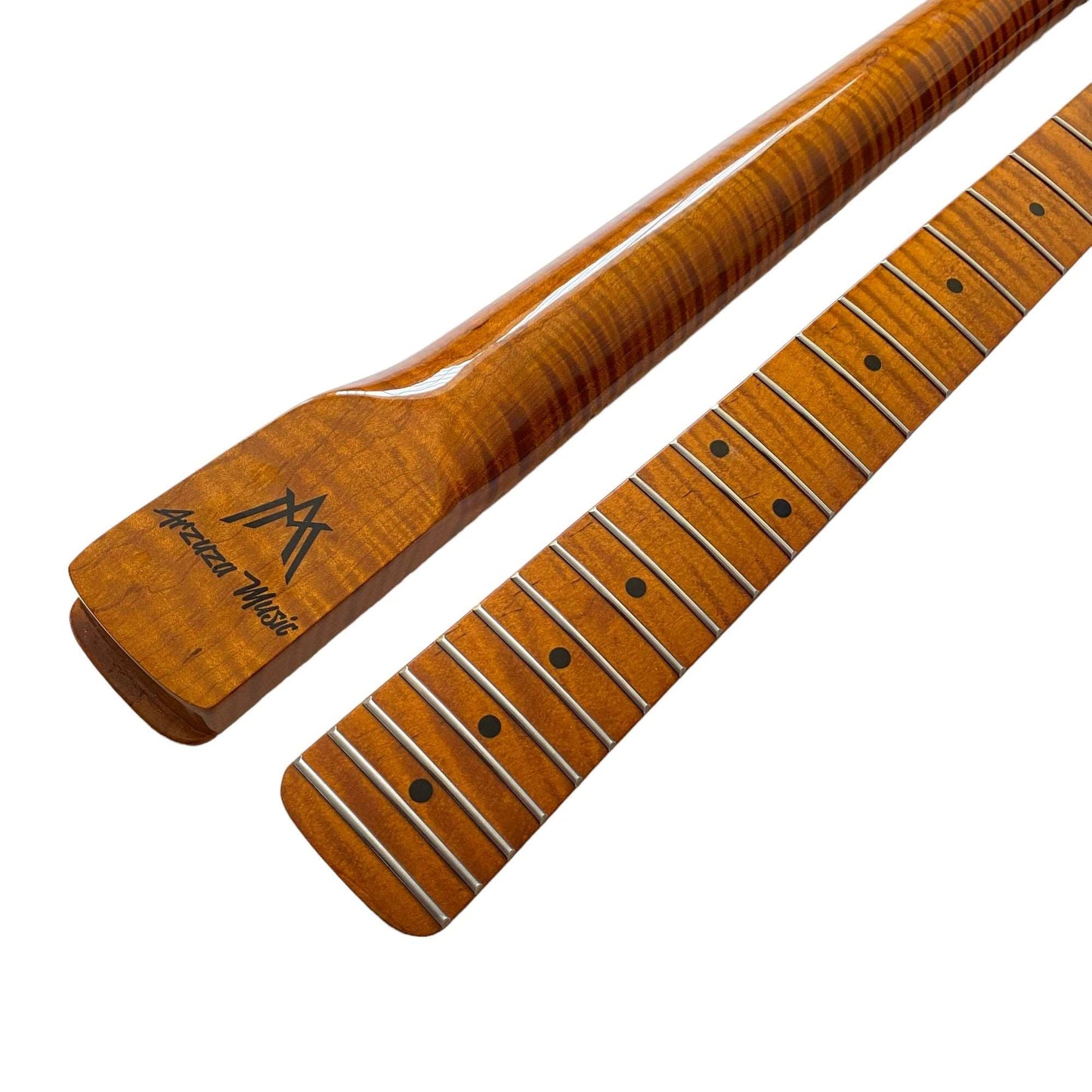 Roasted Electric Guitar Neck Arzuza Music 25.5 inch Scale Bone nut High Gloss