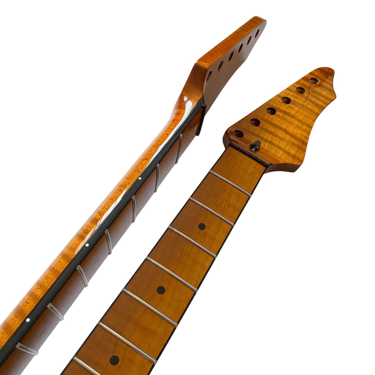 Roasted Electric Guitar Neck 25.5 inch Scale C-Shaped Arzuza Music (Black Binding Black Plastic Nut High Gloss)