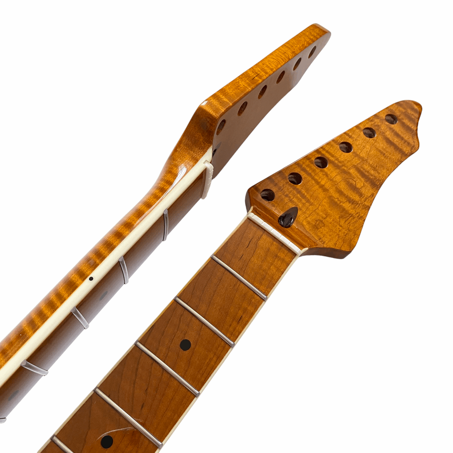 Roasted Electric Guitar Neck Arzuza Music White Binding Bone Nut High Gloss 25.5 inch Scale