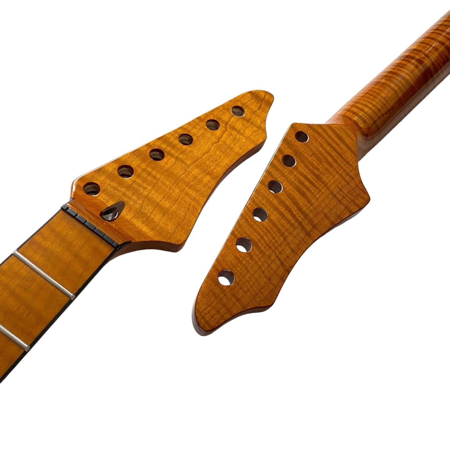 Roasted Electric Guitar Neck 25.5 inch Scale C-Shaped Arzuza Music (Black Binding Black Plastic Nut High Gloss)