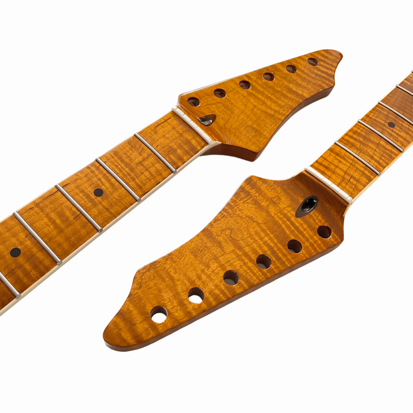 Roasted Electric Guitar Neck Arzuza Music White Binding Bone Nut High Gloss 25.5 inch Scale