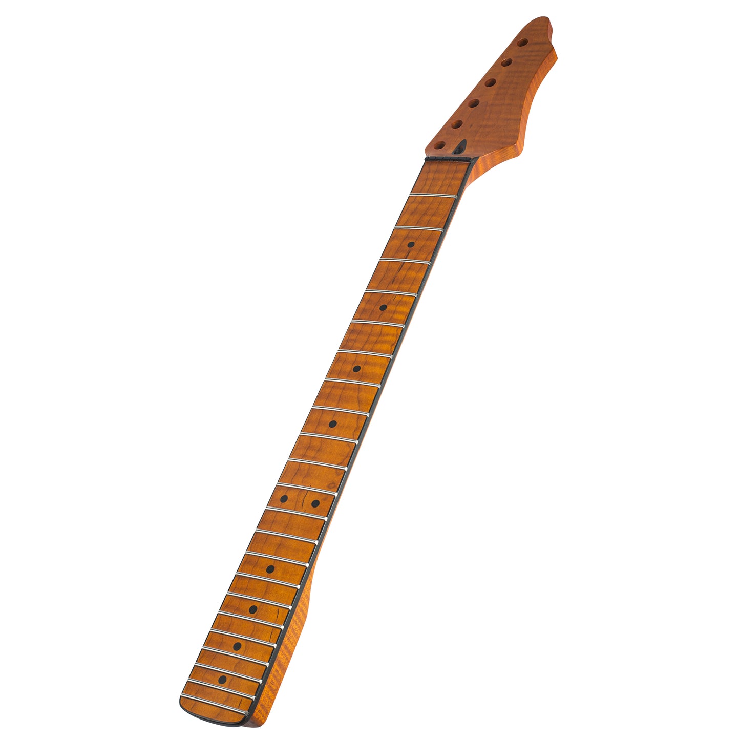 Roasted Electric Guitar Neck Arzuza Music 25.5 inch scale Black Binding Black Plastic Nut Satin - Arzuza Music