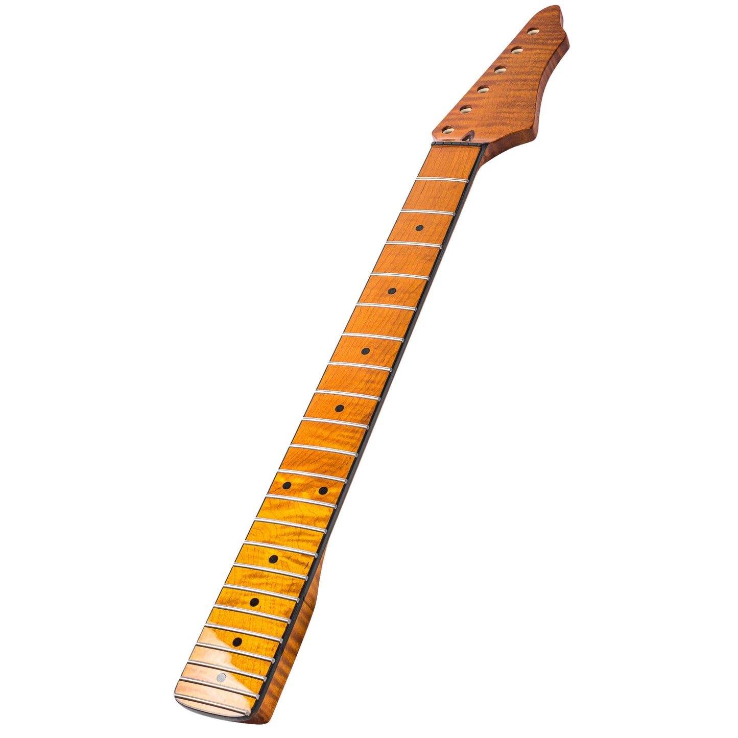 Roasted Electric Guitar Neck 25.5 inch Scale C-Shaped Arzuza Music (Black Binding Black Plastic Nut High Gloss)