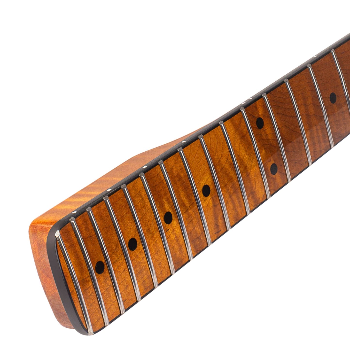 Roasted Electric Guitar Neck 25.5 inch Scale C-Shaped Arzuza Music (Black Binding Black Plastic Nut High Gloss)