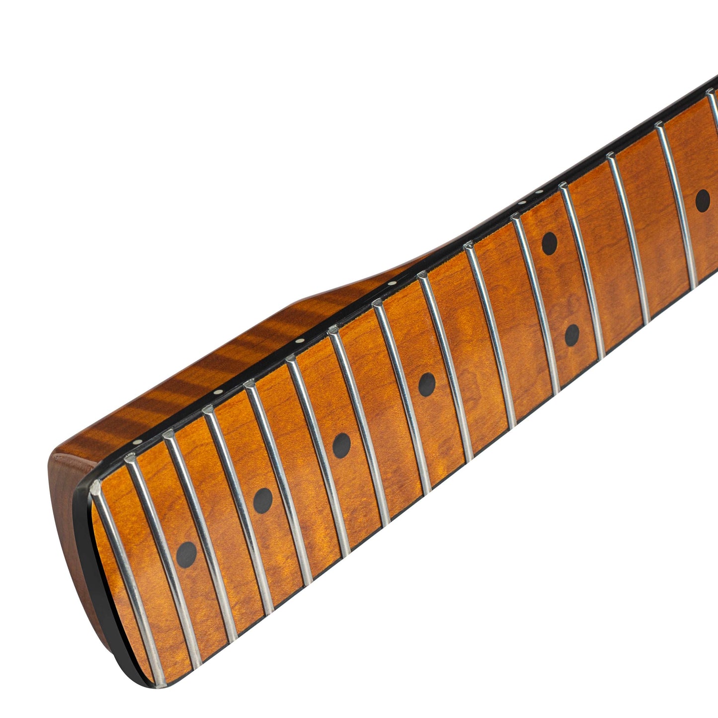Roasted Electric Guitar Neck C-Shaped Arzuza Music 25.5 inch Scale Black Binding Bone nut High Gloss