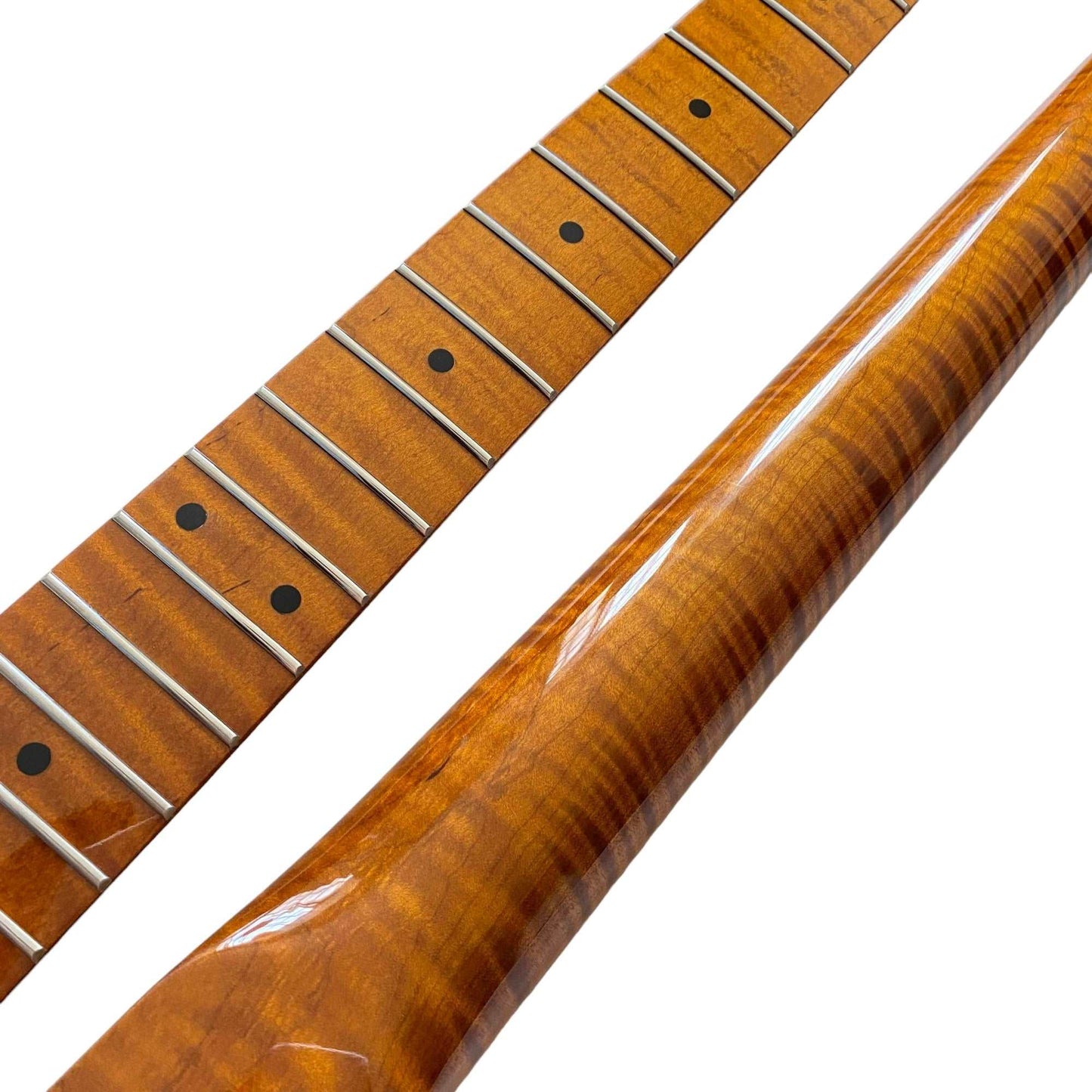 Roasted Electric Guitar Neck Arzuza Music 25.5 inch Scale Bone nut High Gloss