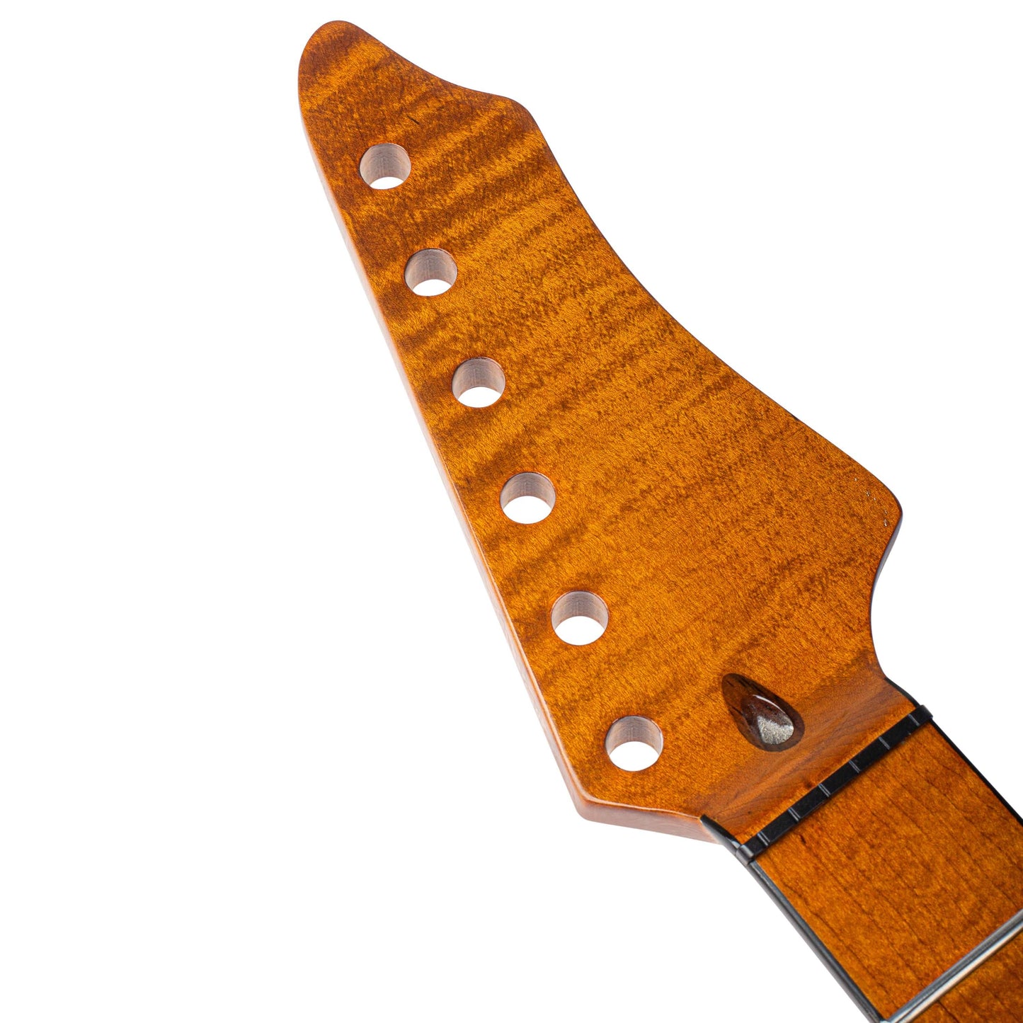 Roasted Electric Guitar Neck 25.5 inch Scale C-Shaped Arzuza Music (Black Binding Black Plastic Nut High Gloss)