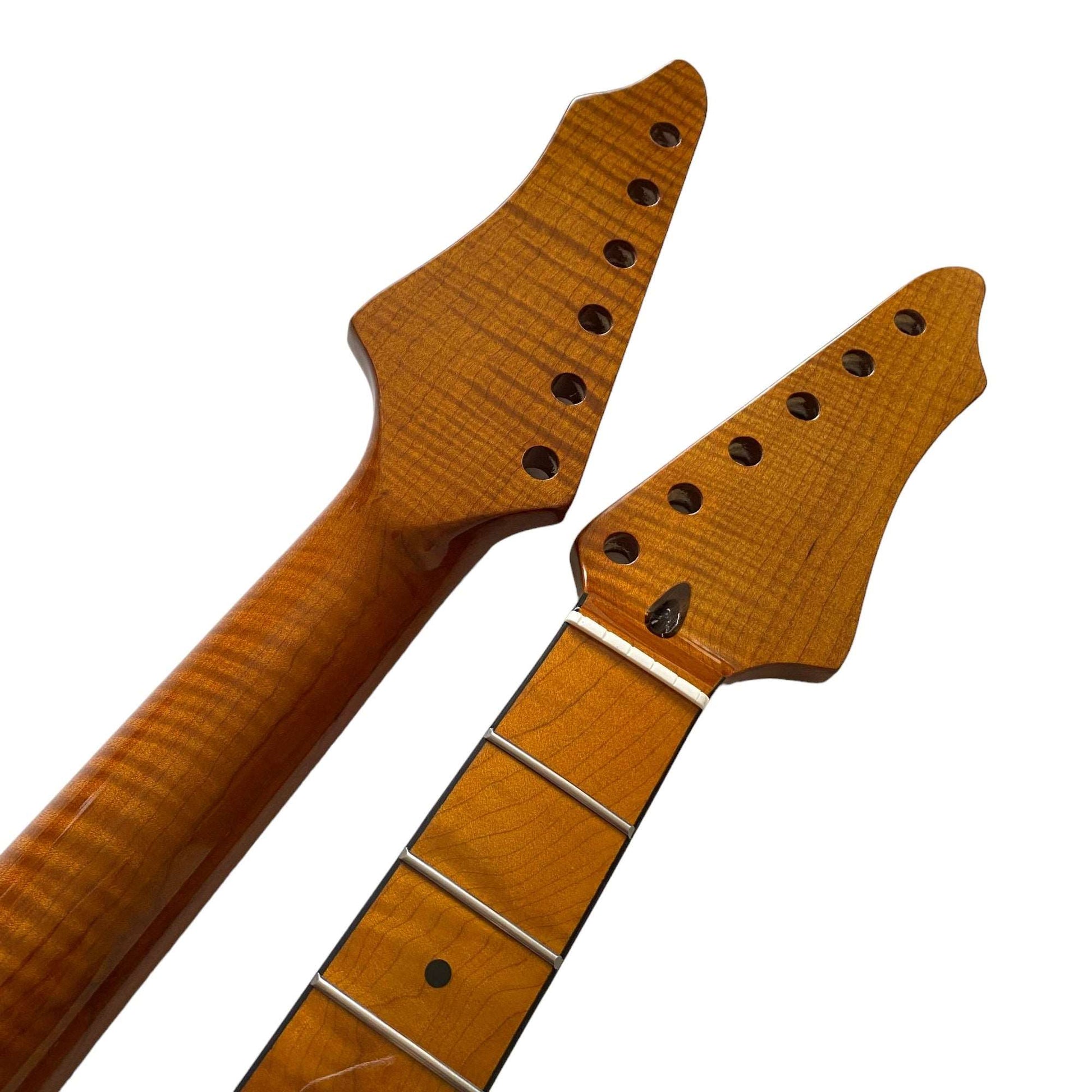 Roasted Electric Guitar Neck C-Shaped Arzuza Music  25.5 inch Scale  Black Binding  Bone nut  High Gloss