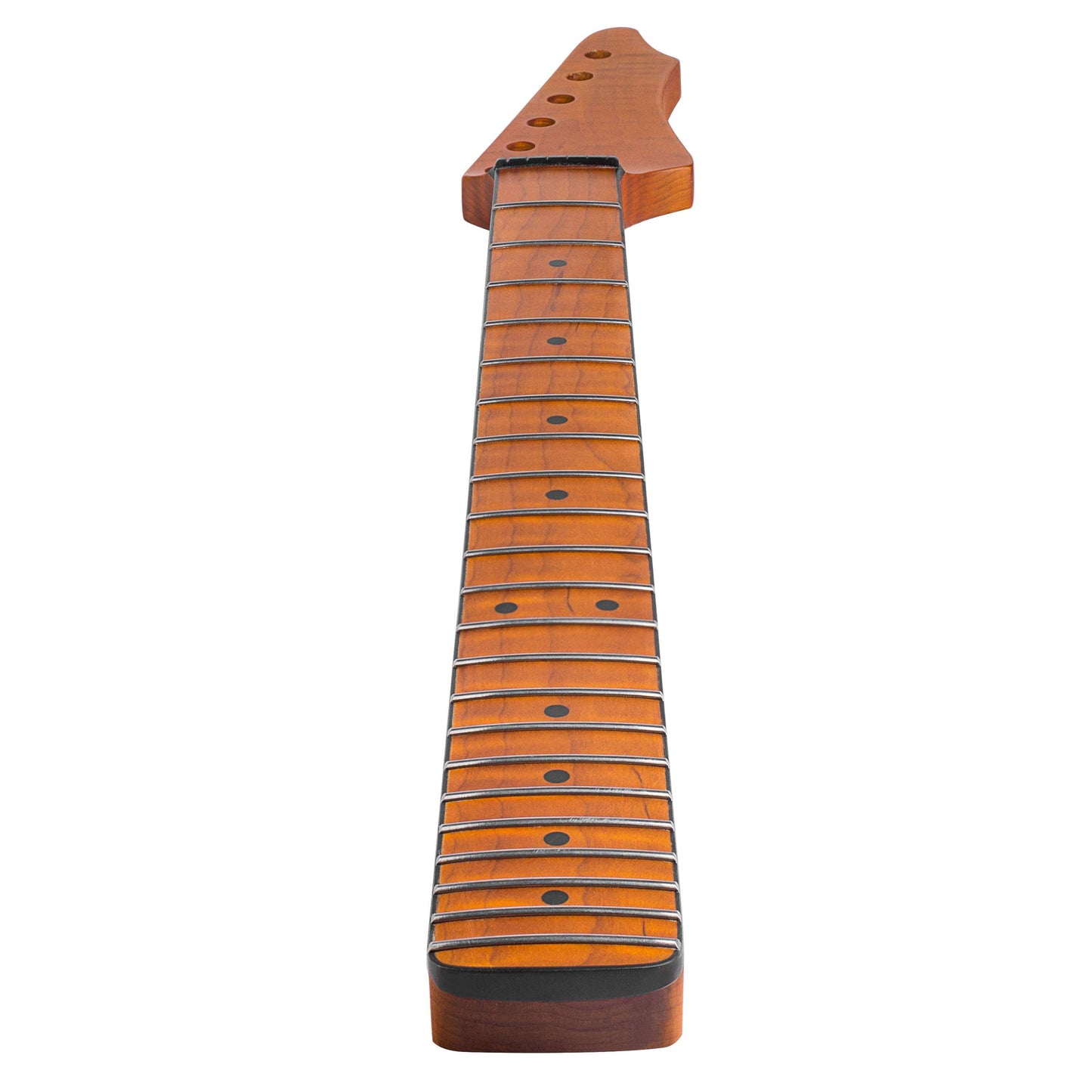 Roasted Electric Guitar Neck Arzuza Music 25.5 inch scale Black Binding Black Plastic Nut Satin