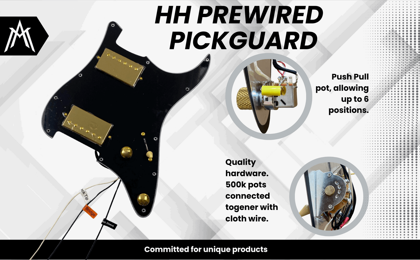 Electric Guitar Prewired Pickguard HH with Gold Hardware Split Coil Alnico V pickups