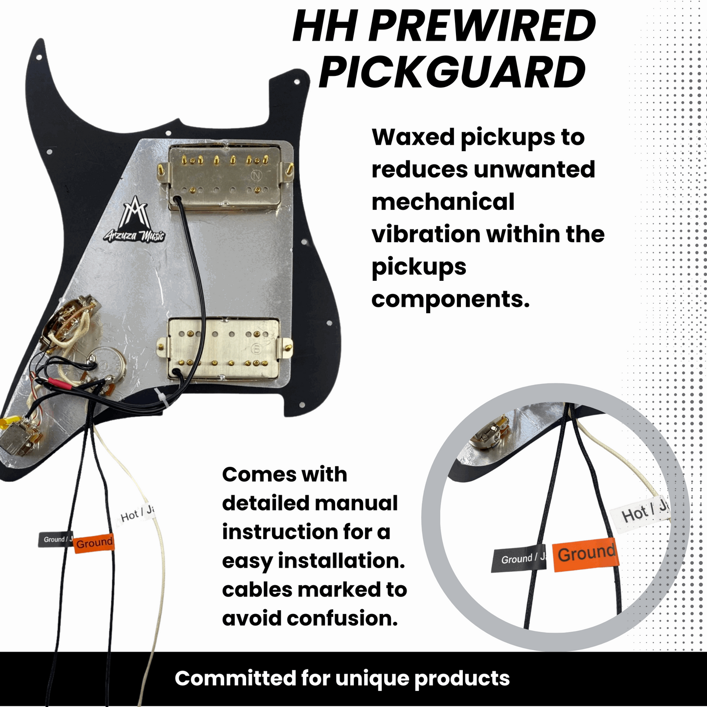Electric Guitar Prewired Pickguard HH with Gold Hardware Split Coil Alnico V pickups