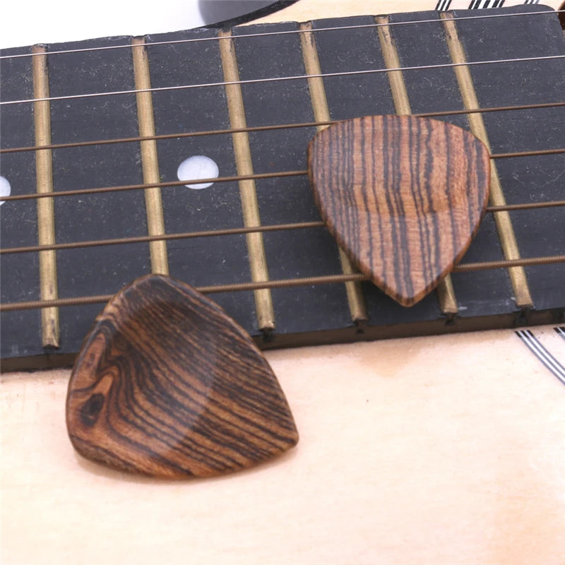 3 Wooden Guitar Picks, Walnut, Olive Wood and Sandalwood