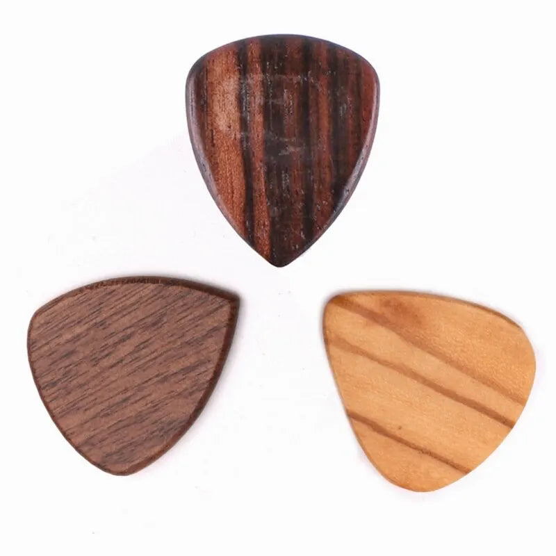 3 Wooden Guitar Picks, Walnut, Olive Wood and Sandalwood