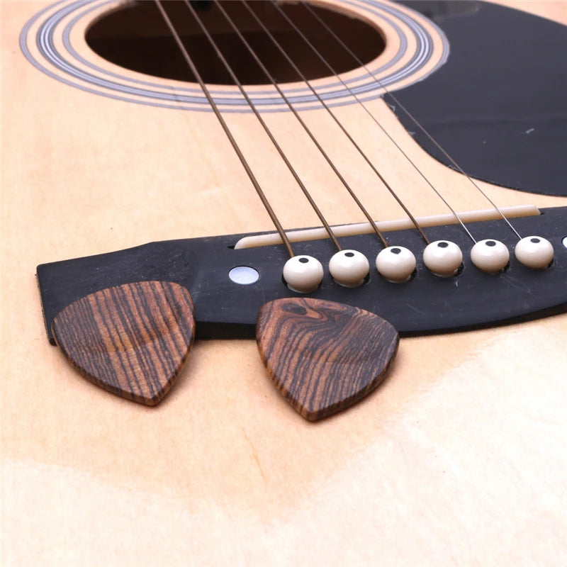 3 Wooden Guitar Picks, Walnut, Olive Wood and Sandalwood