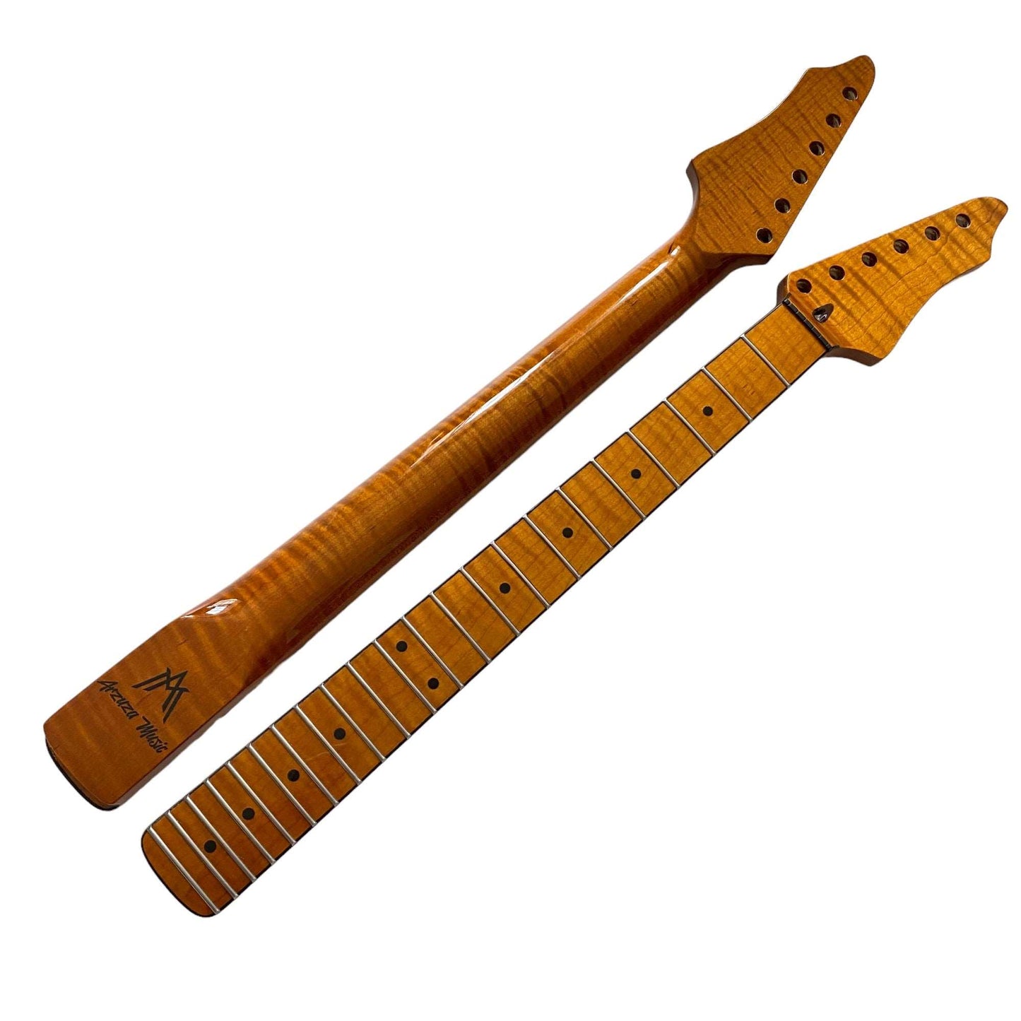 Roasted Electric Guitar Neck 25.5 inch Scale C-Shaped Arzuza Music (Black Binding Black Plastic Nut High Gloss)