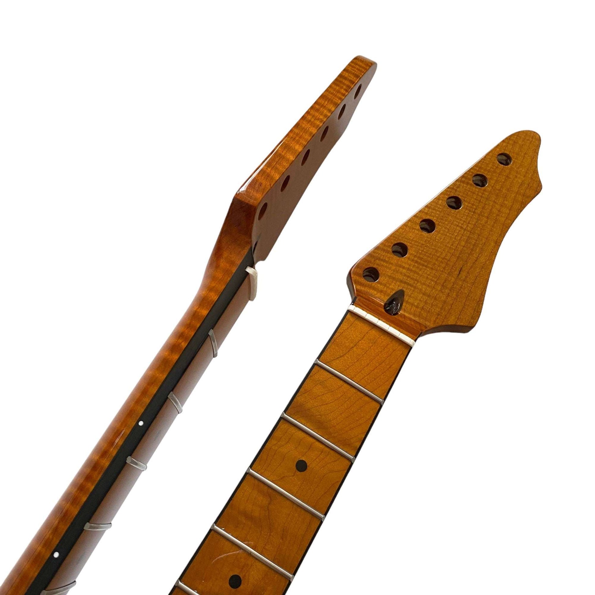 Roasted Electric Guitar Neck C-Shaped Arzuza Music  25.5 inch Scale  Black Binding  Bone nut  High Gloss