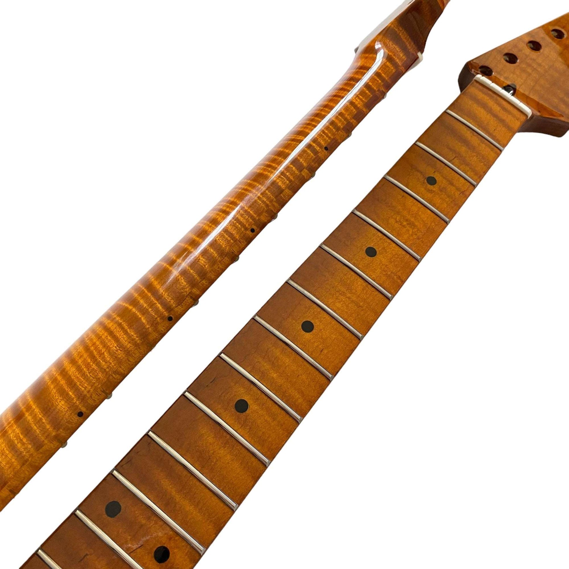 Roasted Electric Guitar Neck  Arzuza Music  25.5 inch Scale Bone nut  High Gloss