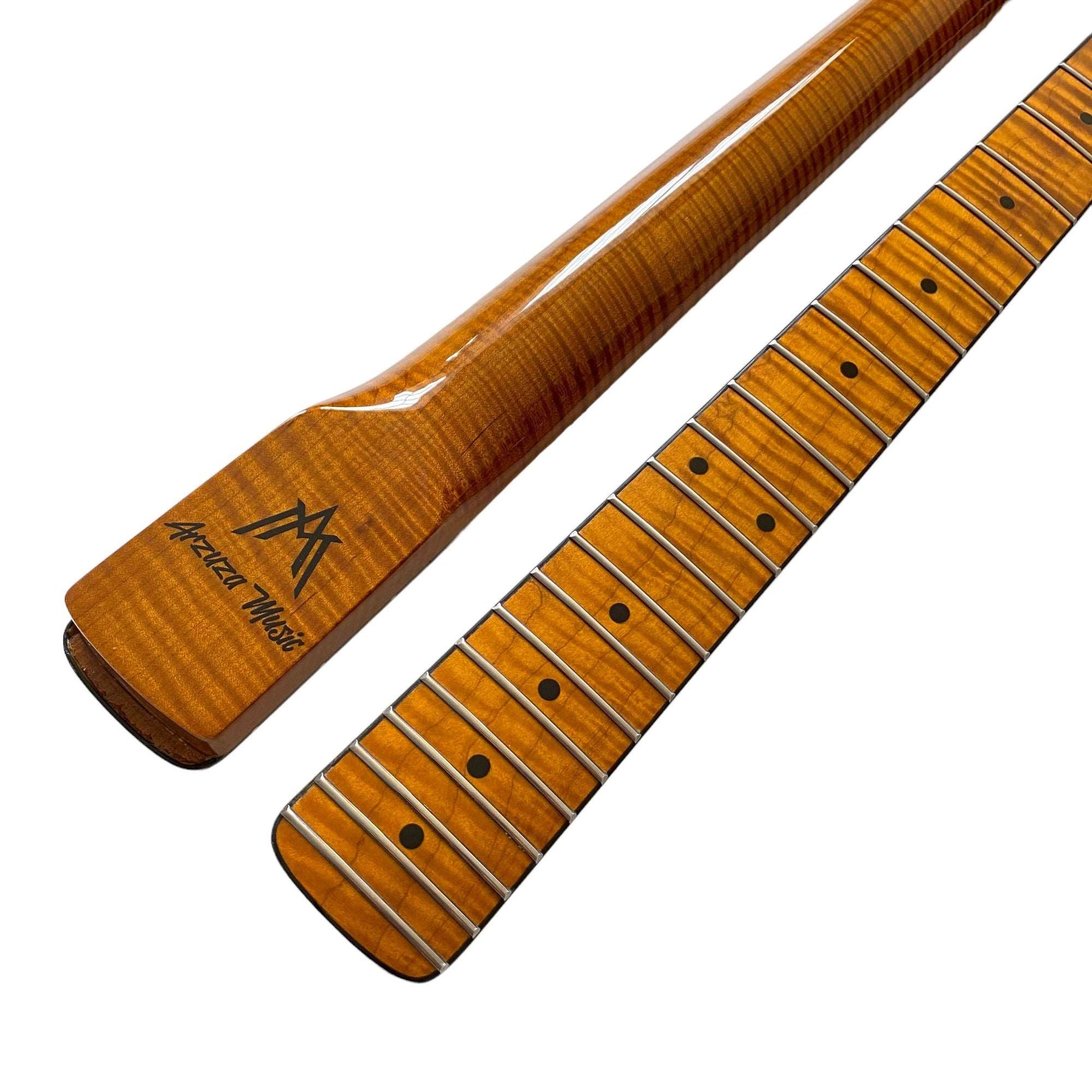 Roasted Electric Guitar Neck C-Shaped Arzuza Music  25.5 inch Scale  Black Binding  Bone nut  High Gloss