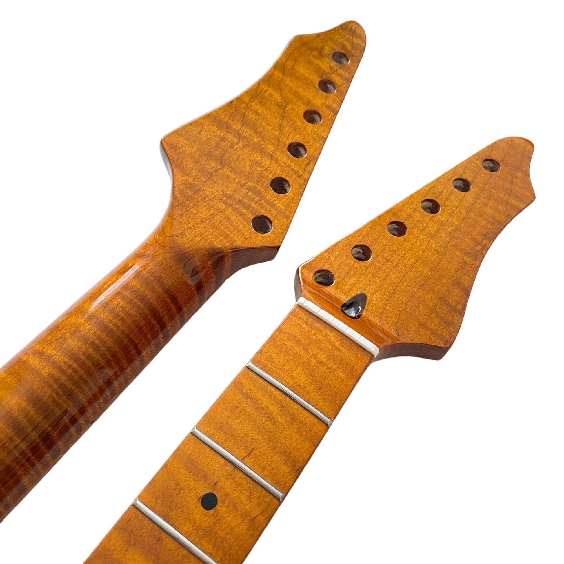 Roasted Electric Guitar Neck  Arzuza Music  25.5 inch Scale Bone nut  High Gloss