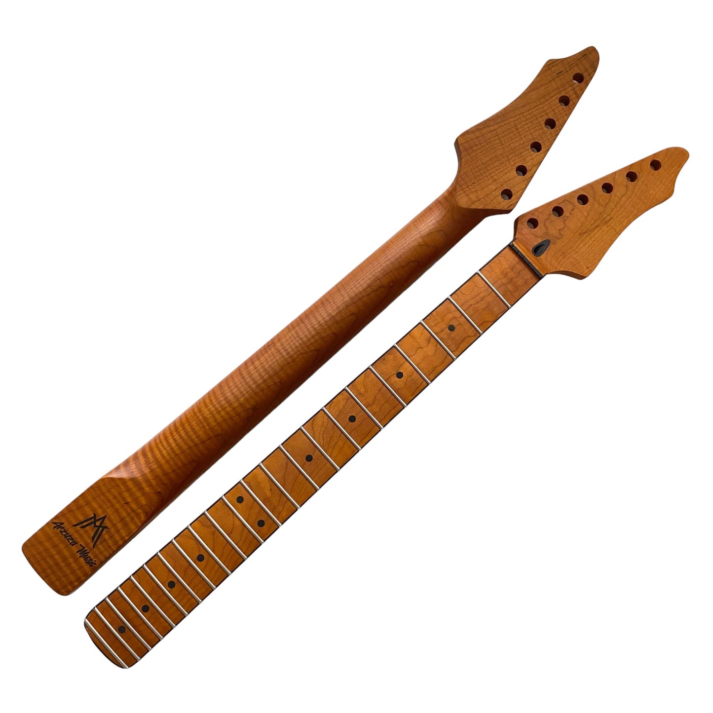 Roasted Electric Guitar Neck Arzuza Music 25.5 inch scale Black Binding Black Plastic Nut Satin - Arzuza Music