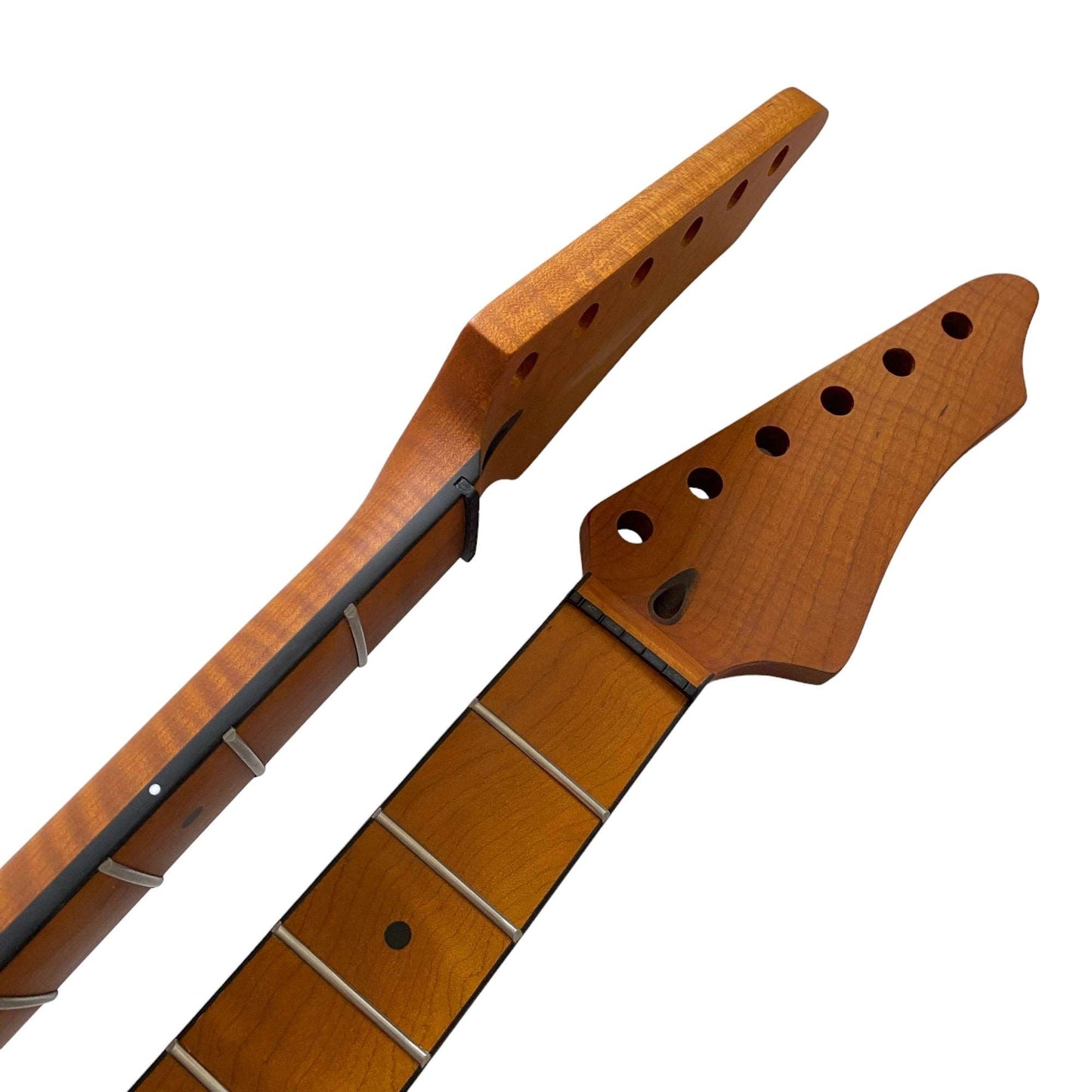Roasted Electric Guitar Neck Arzuza Music 25.5 inch scale Black Binding Black Plastic Nut Satin