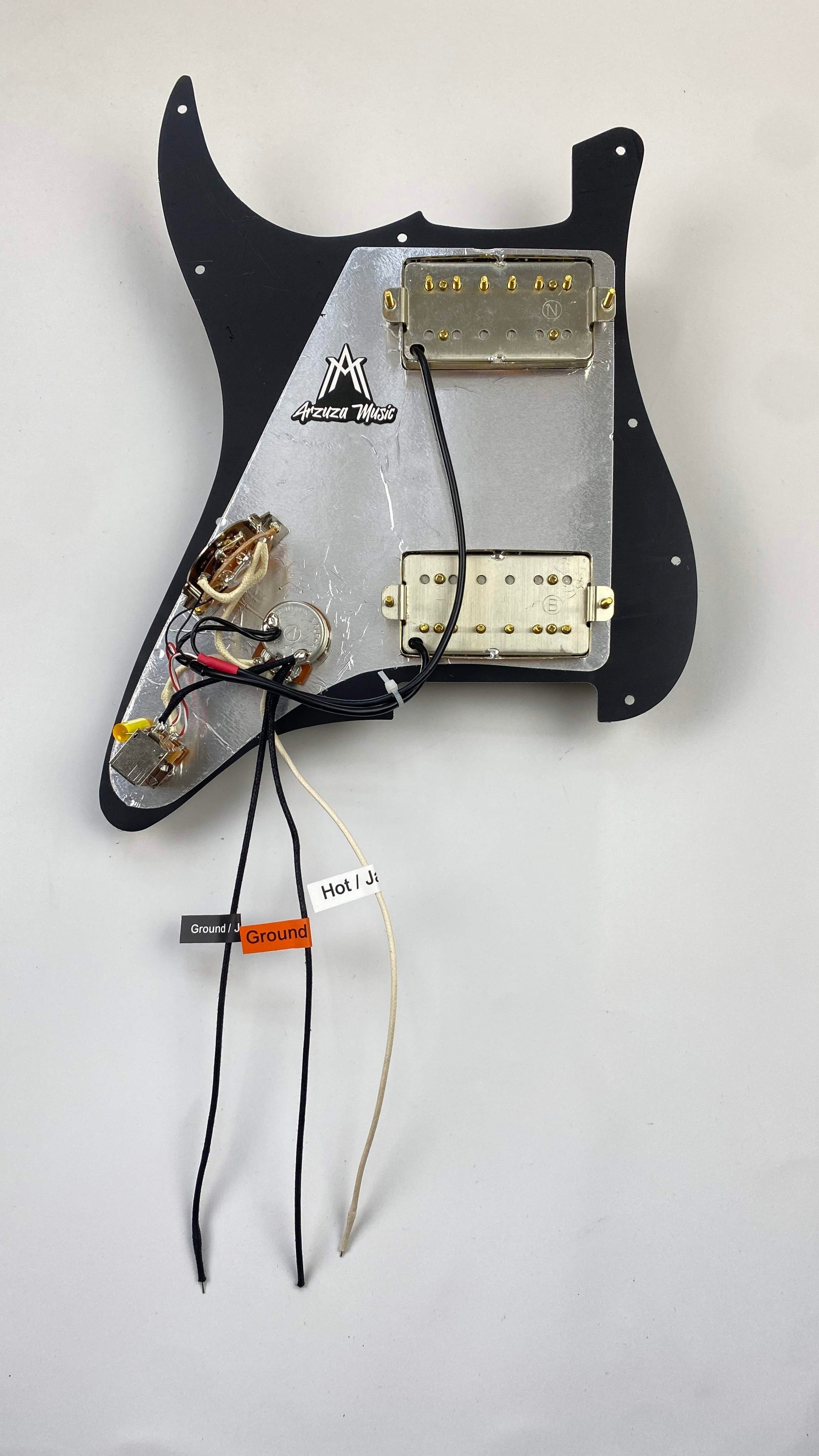 Electric Guitar Prewired Pickguard  HH with Gold Hardware  Split Coil  Alnico V pickups - Arzuza Music