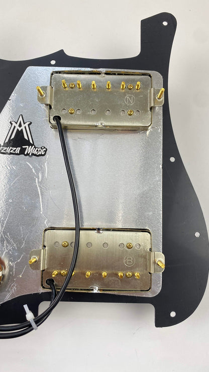 Electric Guitar Prewired Pickguard  HH with Gold Hardware  Split Coil  Alnico V pickups - Arzuza Music