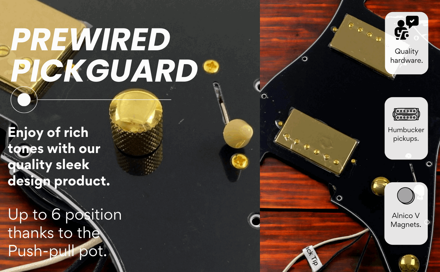 Electric Guitar Prewired Pickguard  HH with Gold Hardware  Split Coil  Alnico V pickups