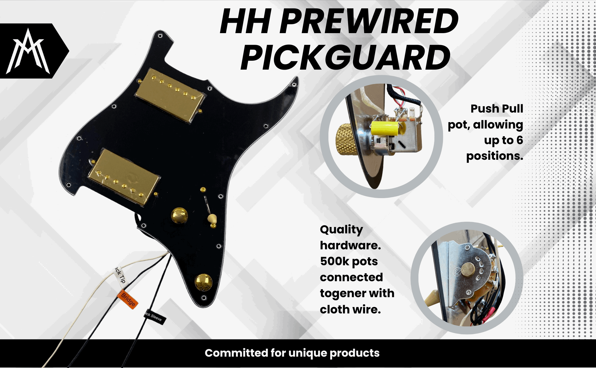 Electric Guitar Prewired Pickguard  HH with Gold Hardware  Split Coil  Alnico V pickups