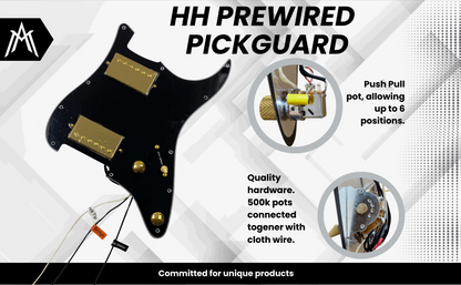 Electric Guitar Prewired Pickguard  HH with Gold Hardware  Split Coil  Alnico V pickups