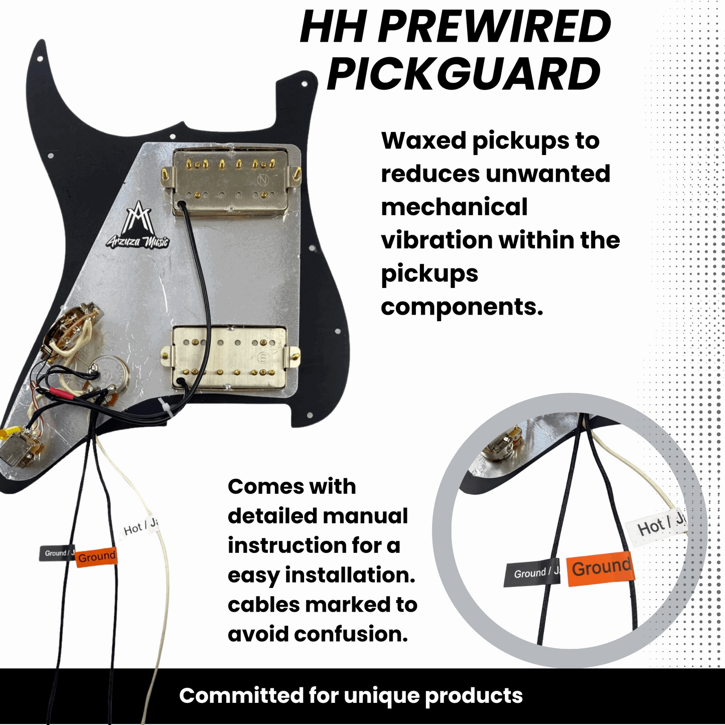 Electric Guitar Prewired Pickguard  HH with Gold Hardware  Split Coil  Alnico V pickups