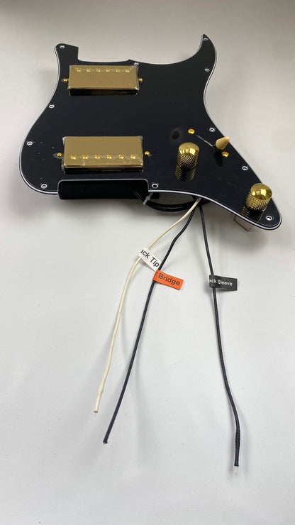 Electric Guitar Prewired Pickguard  HH with Gold Hardware  Split Coil  Alnico V pickups - Arzuza Music